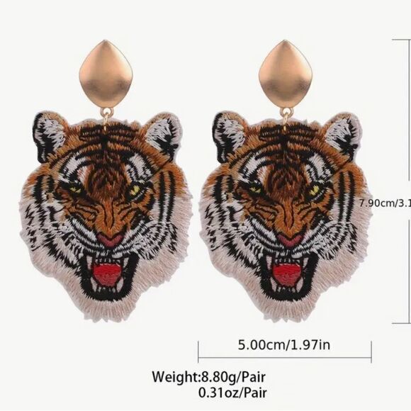 Tiger Safari Unique Earrings - Picture 3 of 3